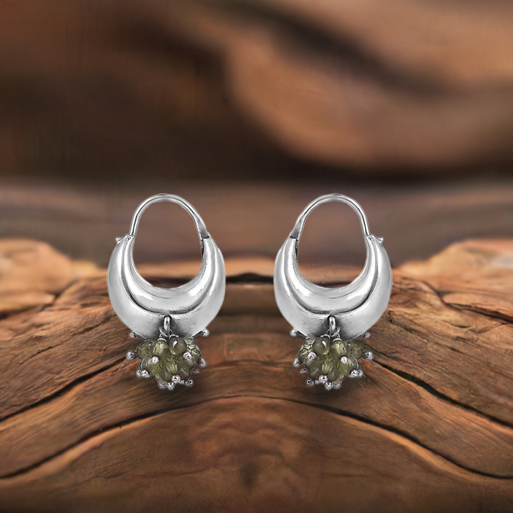 925 Sterling Silver Natural Peridot Roundel Silver Earring Jewelry 925SE144