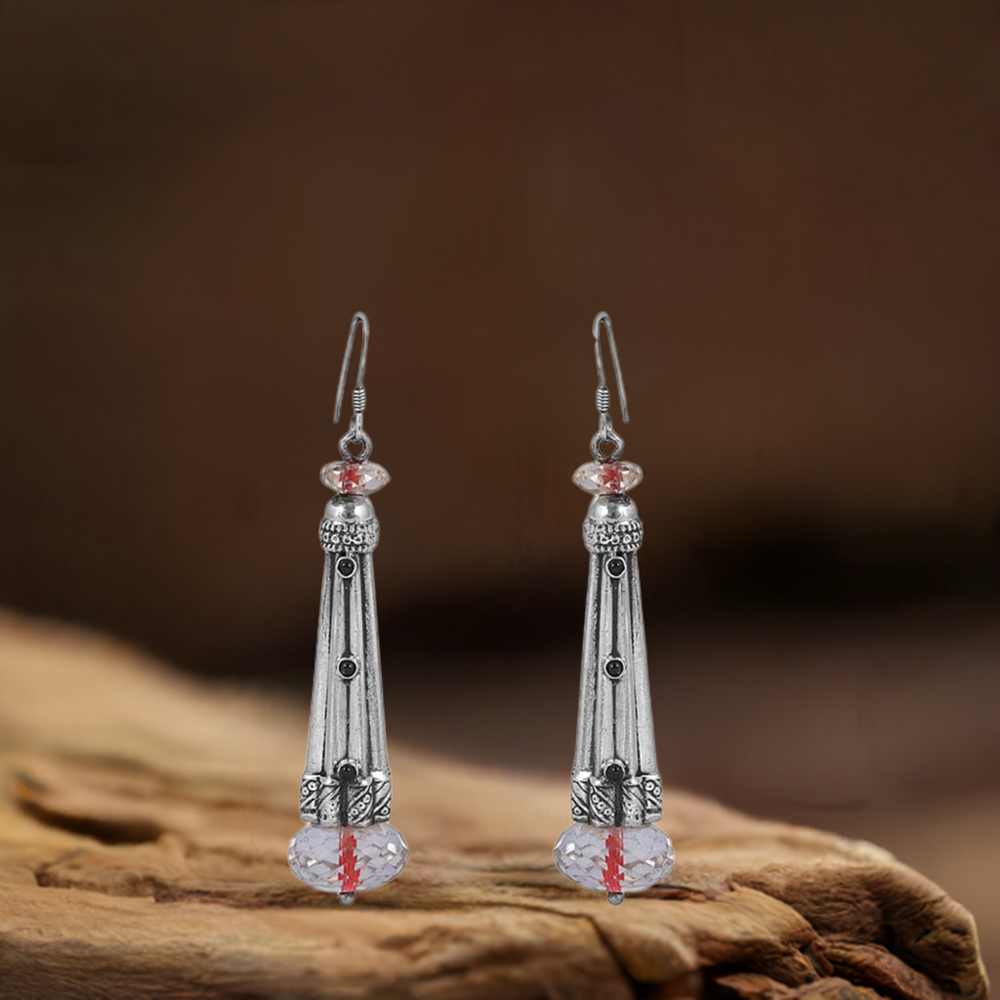 Beads Stone Dangle Earring In 925 Sterling Silver Jewelry 925SE145