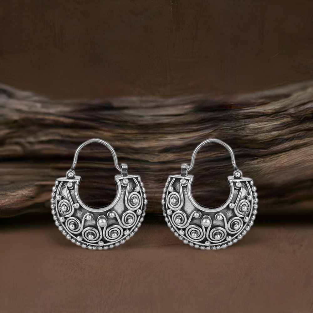 Heard Work 925 Sterling Silver Plain Earring Jewelry 925SE150