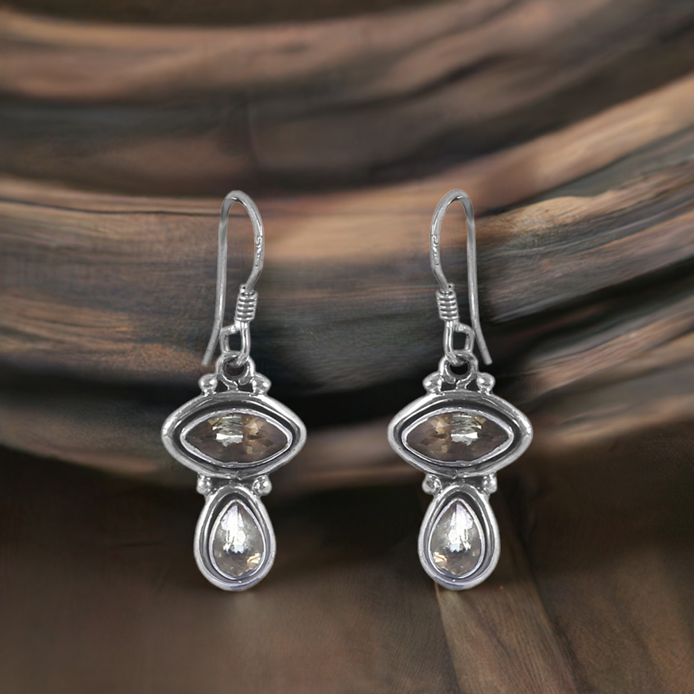 925 Sterling Silver Earrings In Citrine Gemstone 925SE156