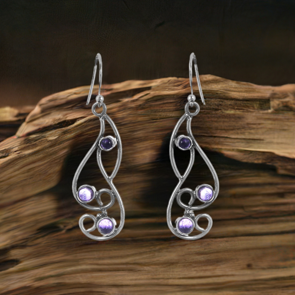 Amethyst Earring In Sterling Silver Jewelry 925SE159
