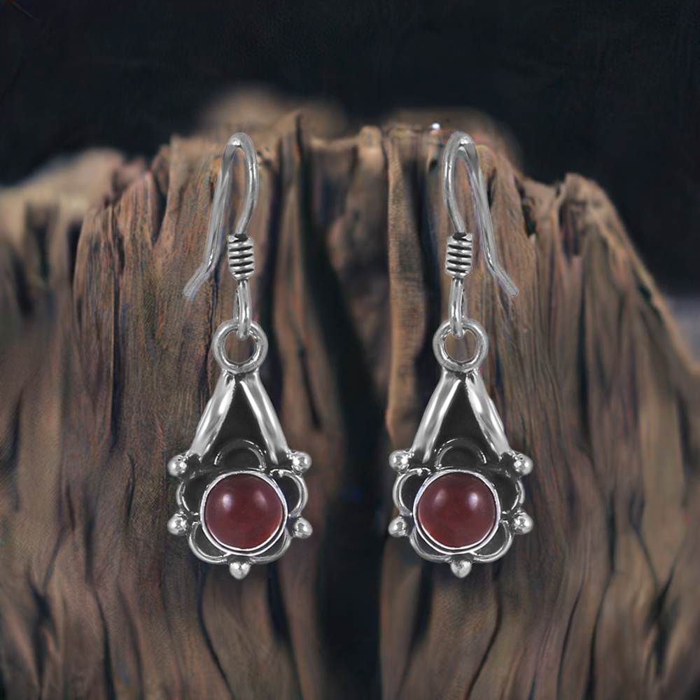 Natural Carnelian Semi Precious Gemstone Earring In Solid Silver 925SE168
