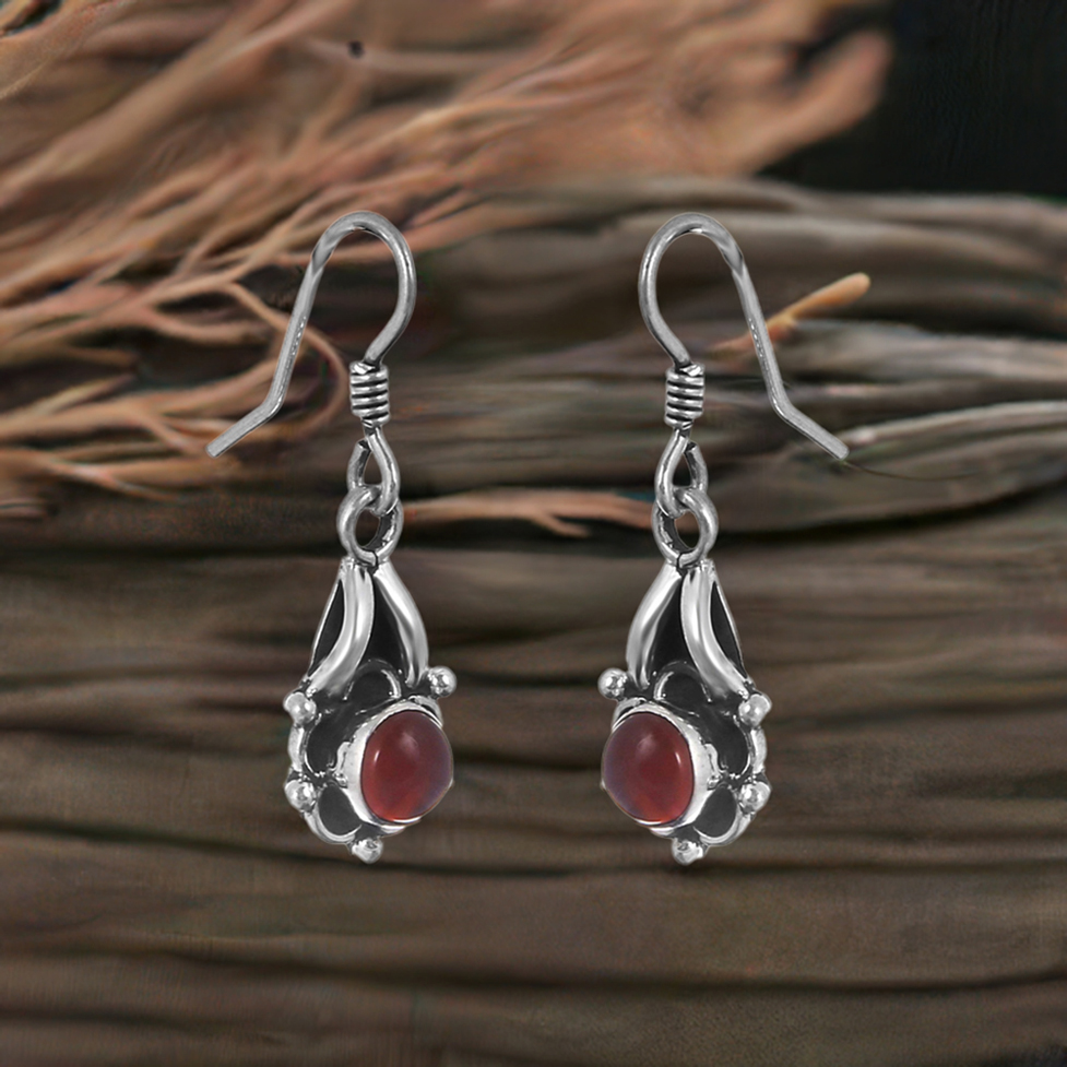 Natural Carnelian Semi Precious Gemstone Earring In Solid Silver 925SE168_0