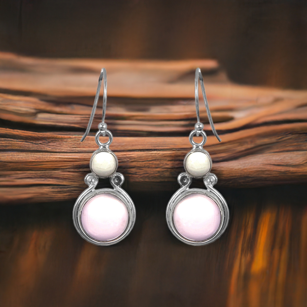 Rose Quartz Gemstone Earrings In Sterling Silver Jewelry 925SE169