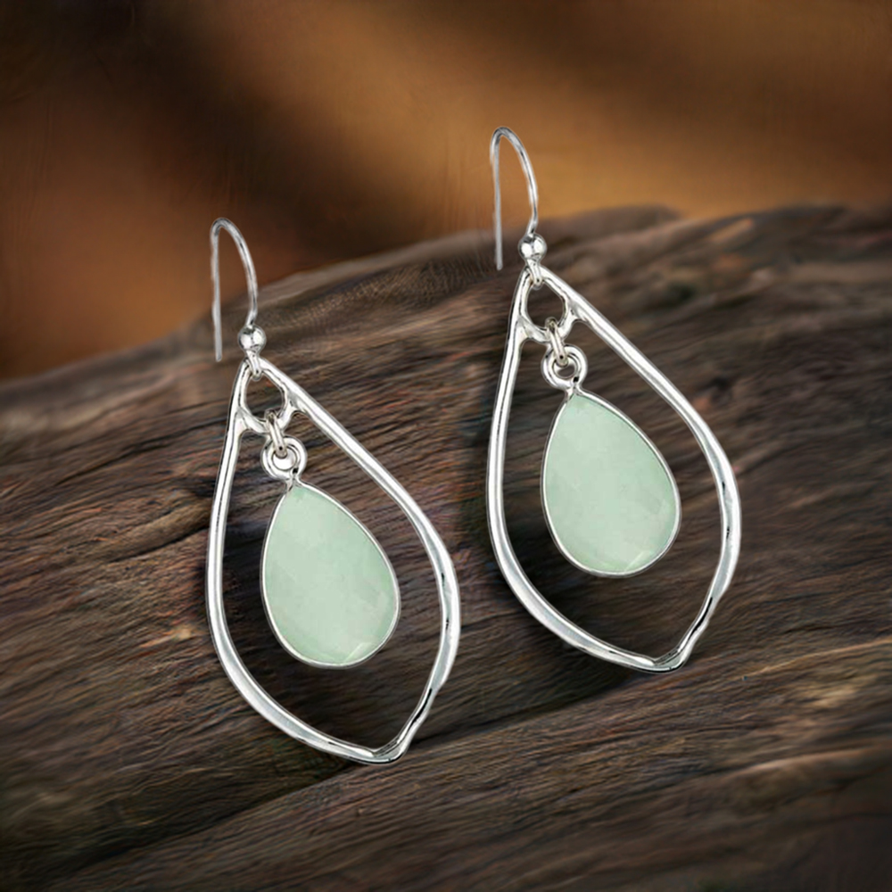 925 Sterling Silver Handmade Earrings In Chalcedony Gemstone Jewelry 925SE1828