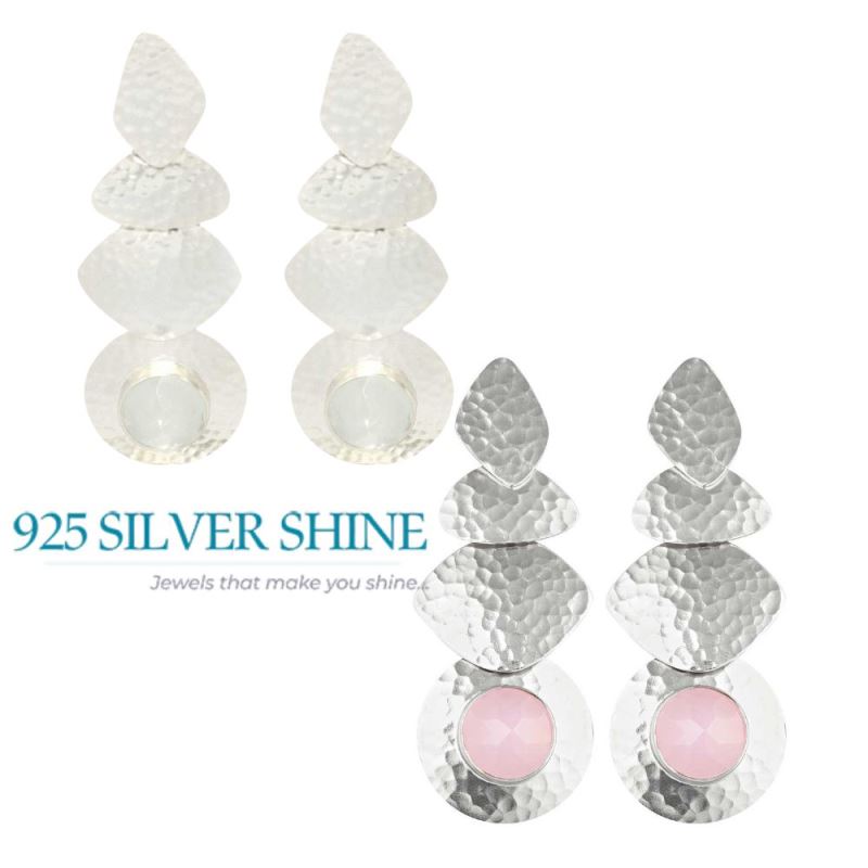 925 Sterling Silver Handmade Earrings In Crystal Gemstone Jewelry 925SE1830_2