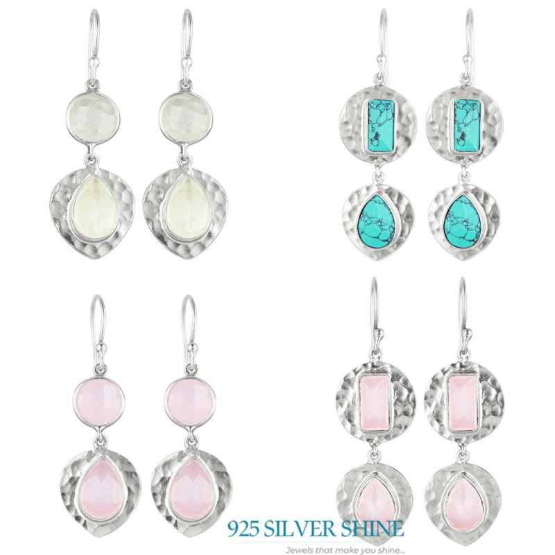 925 Sterling Silver Earrings In Semi Precious Crystal Gemstone 925SE1835_2