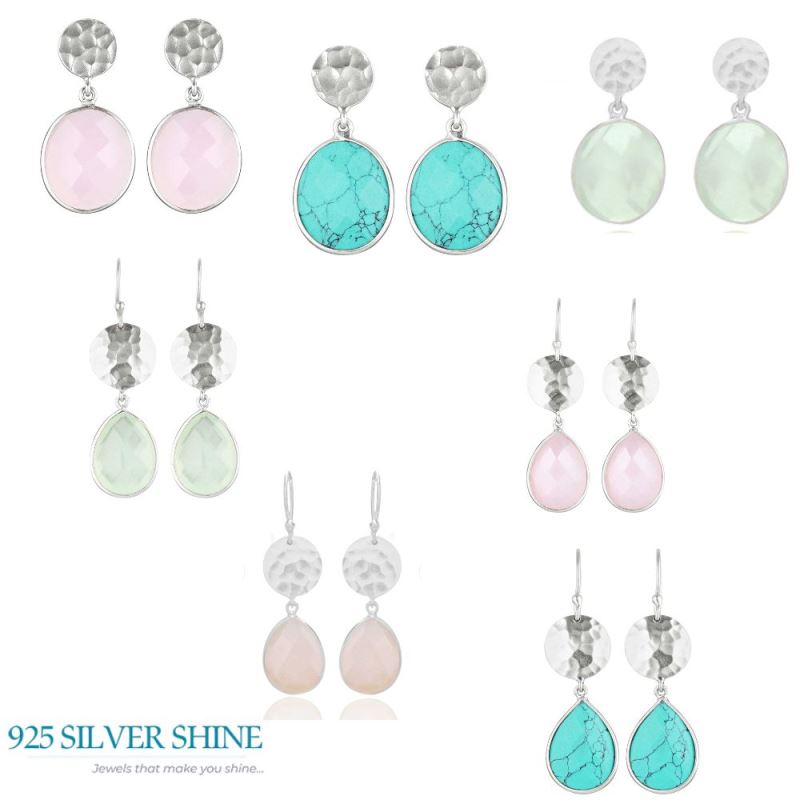 Semi Precious Rose Quartz Gemstone Earrings In 925 Sterling Silver 925SE1844_2