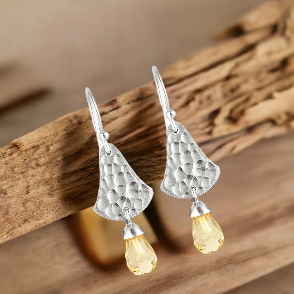 Natural Citrine Gemstone Earrings In Fine 925 Sterling Silver 925SE1849