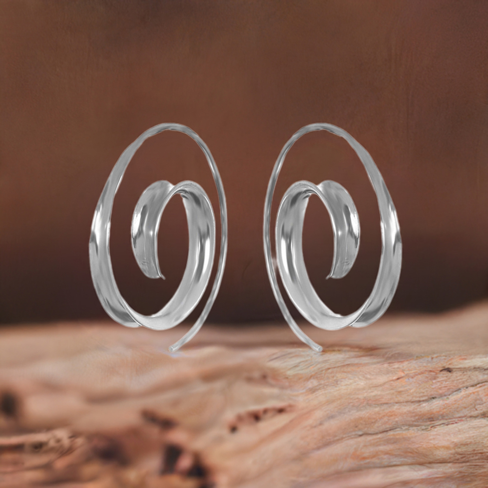 Plain Fine Sterling Silver earring 925SE185_0