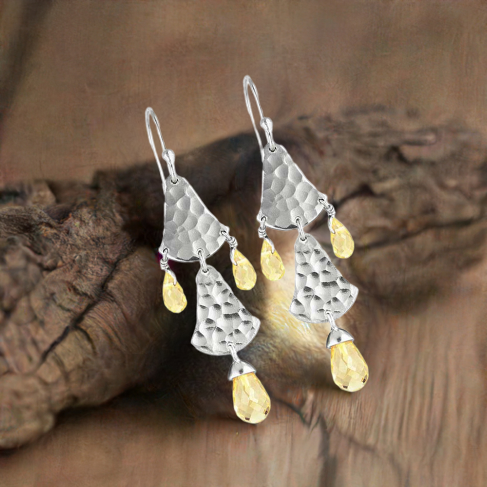 Semi Precious Citrine Gemstone Earrings In Fine 925 Sterling Silver 925SE1850