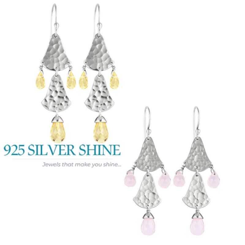 Genuine Rose Quartz Gemstone Earrings In Fine 925 Sterling Silver 925SE1851_2