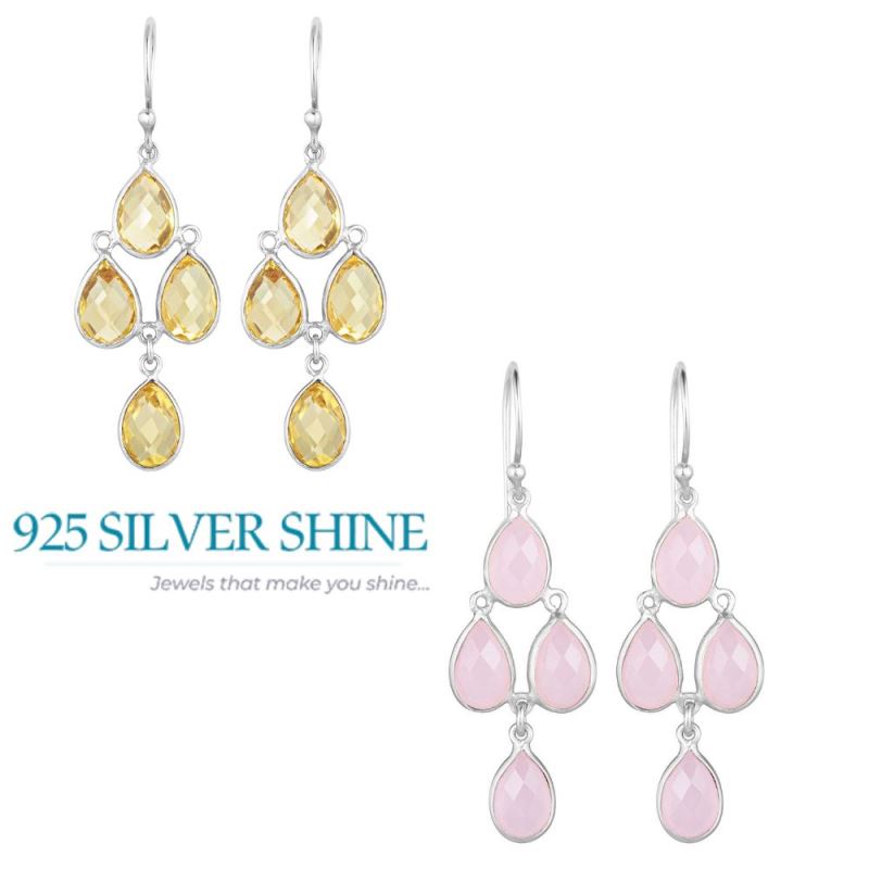 925 Sterling Silver Earrings In Natural Citrine Gemstone 925SE1858_2