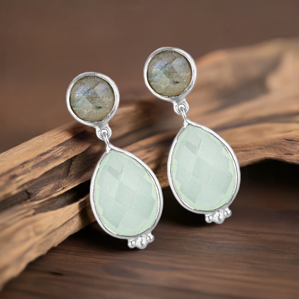 925 Sterling Silver Earrings In Natural Multi Gemstone 925SE1861