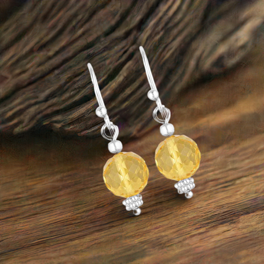 925 Sterling Silver Earrings In Genuine Citrine Gemstone 925SE1866