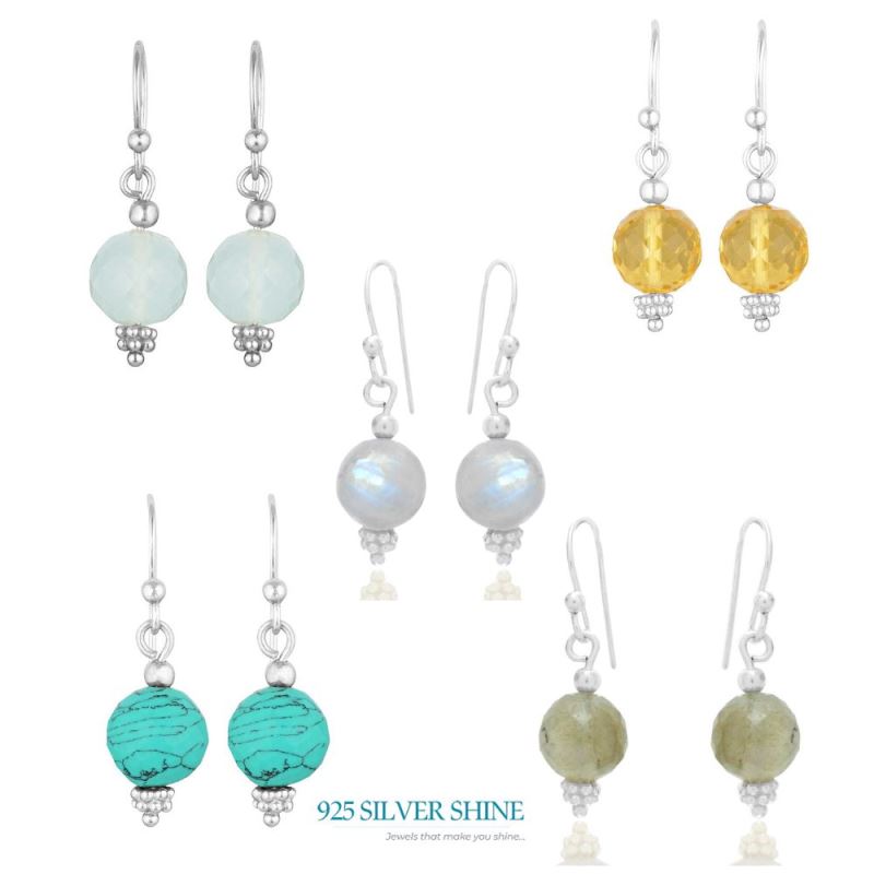 925 Sterling Silver Earrings In Genuine Citrine Gemstone 925SE1866_2