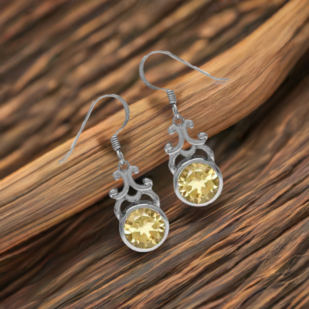 Natural Citrine Gemstone Earrings In 925 Sterling Silver Jewelry 925SE1870