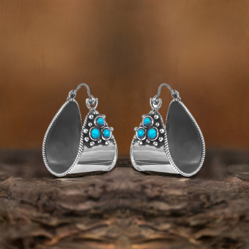 Natural Turquoise Gemstone Earring In 925 Sterling Silver Jewelry 925SE188