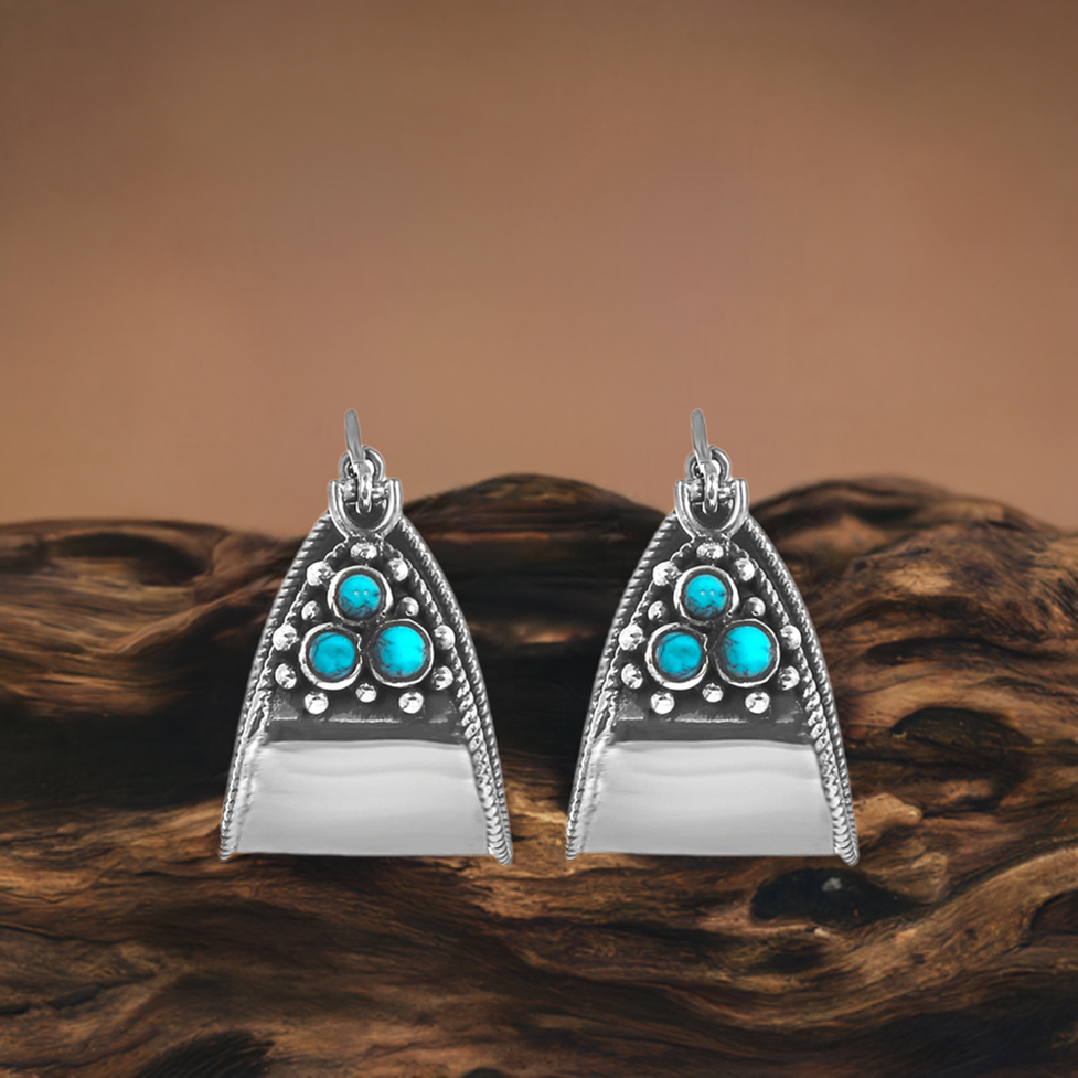 Natural Turquoise Gemstone Earring In 925 Sterling Silver Jewelry 925SE188_0
