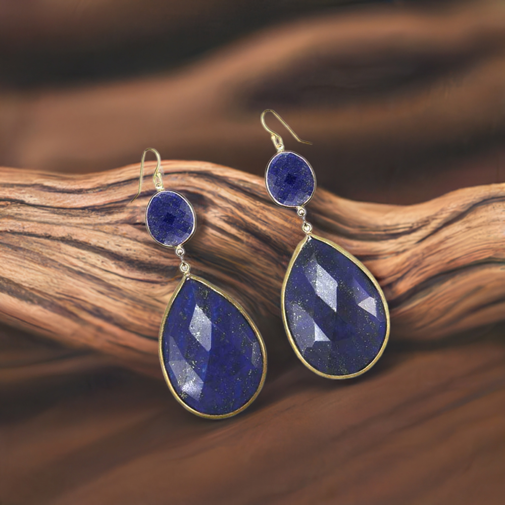 925 Sterling Silver Handmade Earrings In Lapis Gemstone Jewelry 925SE1884