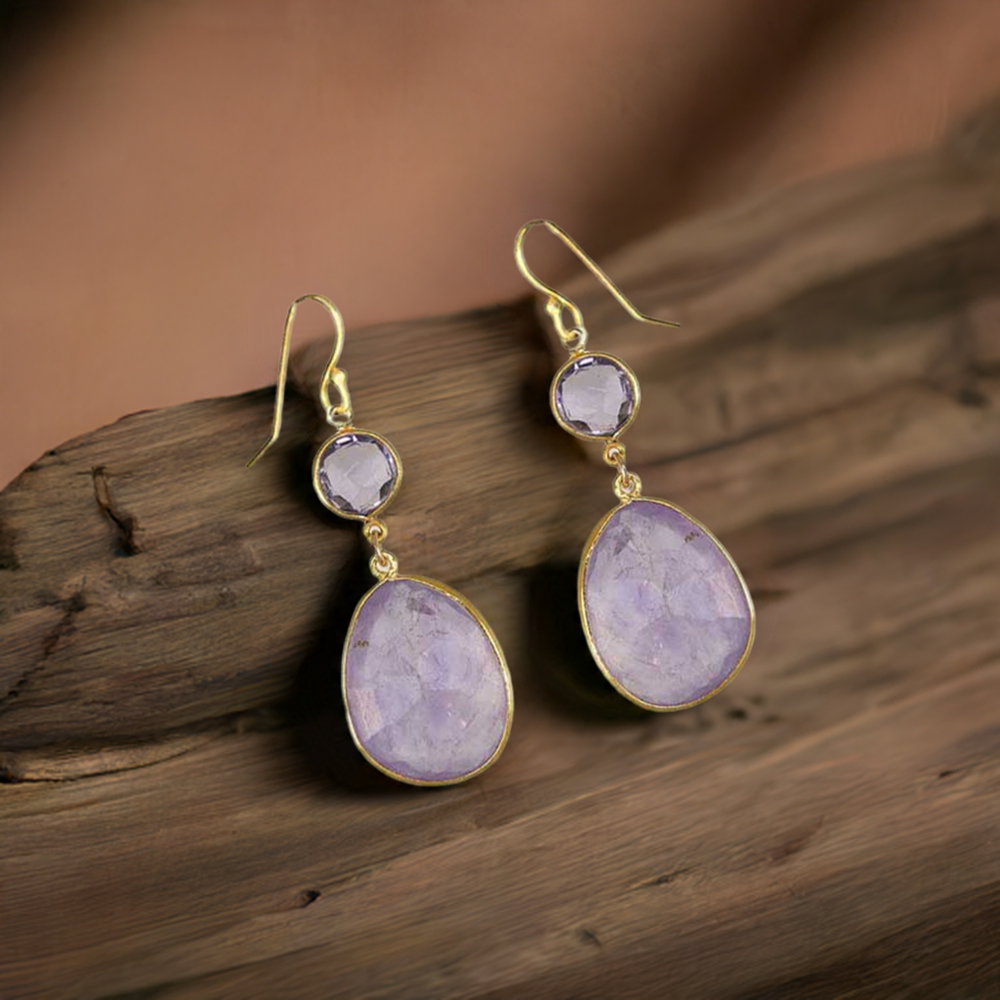 925 Sterling Silver Handmade Earrings In Amethyst Gemstone Jewelry 925SE1885
