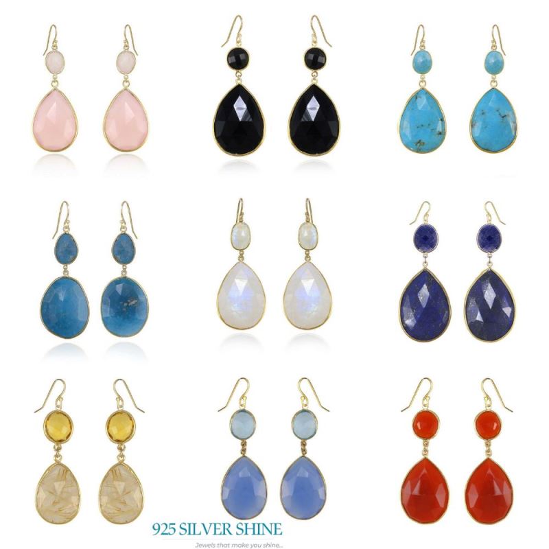 925 Sterling Silver Handmade Earrings In Lapis Gemstone Jewelry 925SE1886_2