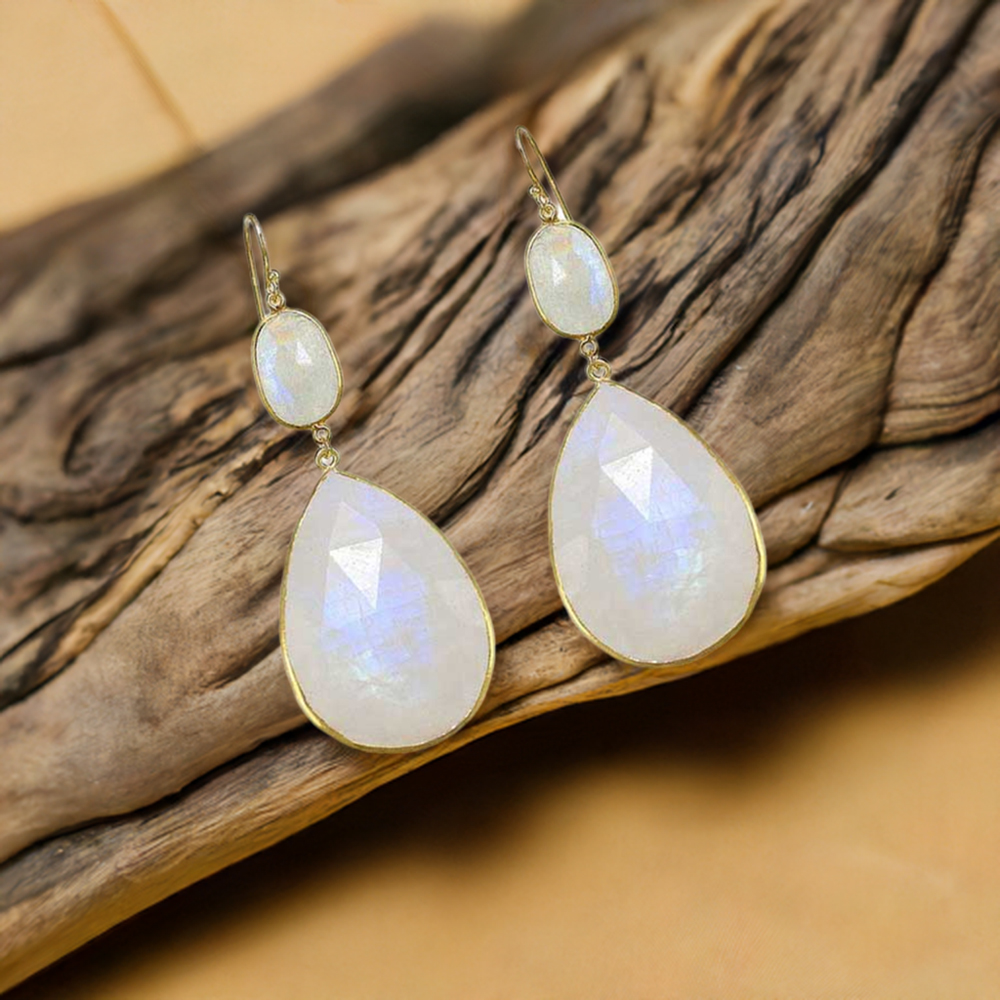 925 Sterling Silver Earrings In Rainbow Moonstone Jewelry 925SE1890