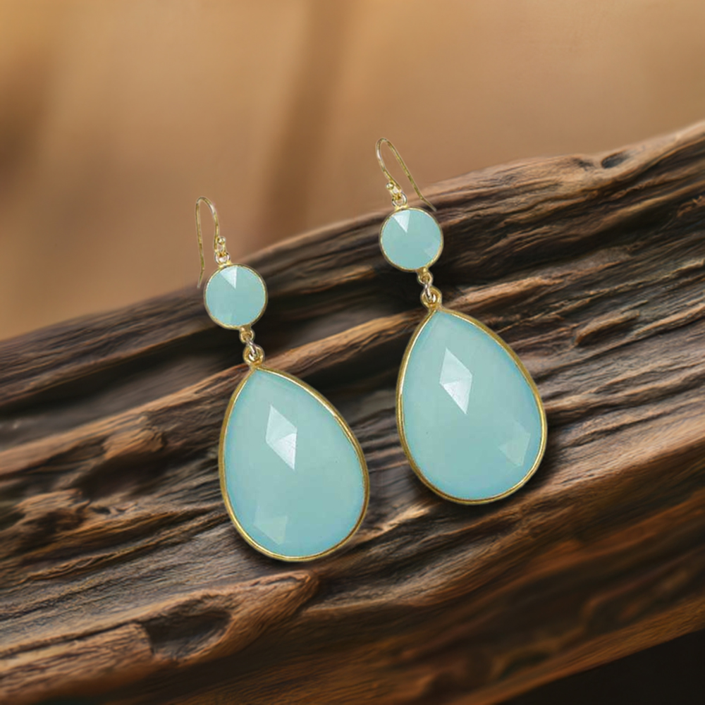 925 Sterling Silver Earrings In Chalcedony Gemstone Jewelry 925SE1892