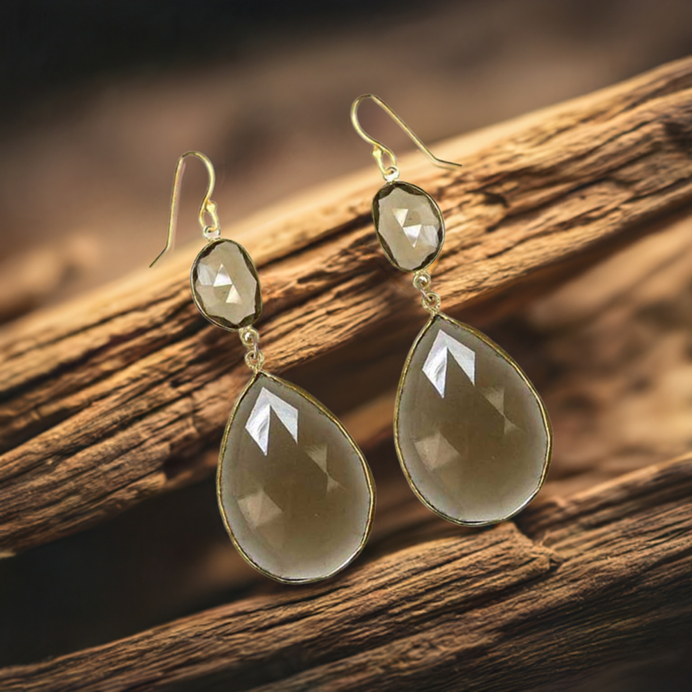 925 Sterling Silver Handmade Earrings In Smoky Quartz Gemstone Jewelry 925SE1893