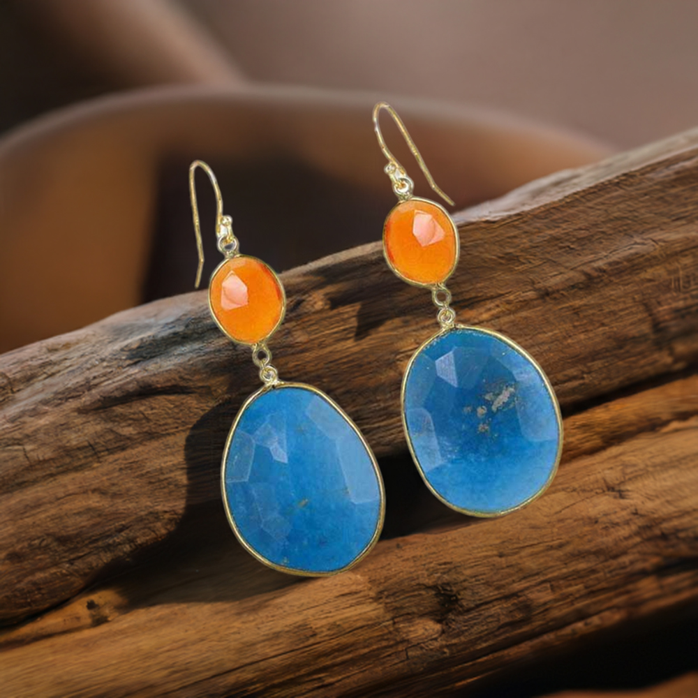 925 Sterling Silver Handmade Earrings In Multi Gemstone Jewelry 925SE1895