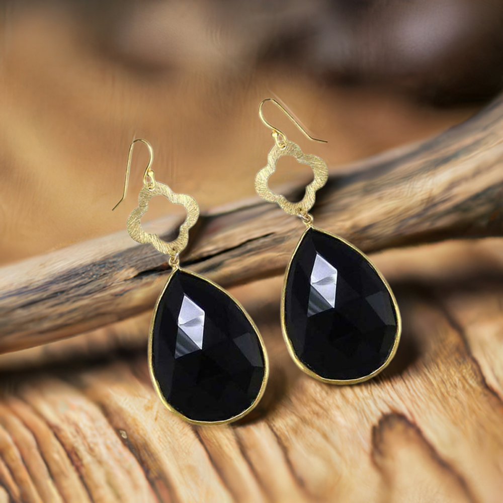 925 Sterling Silver Earrings In Black Onyx Gemstone Jewelry 925SE1898