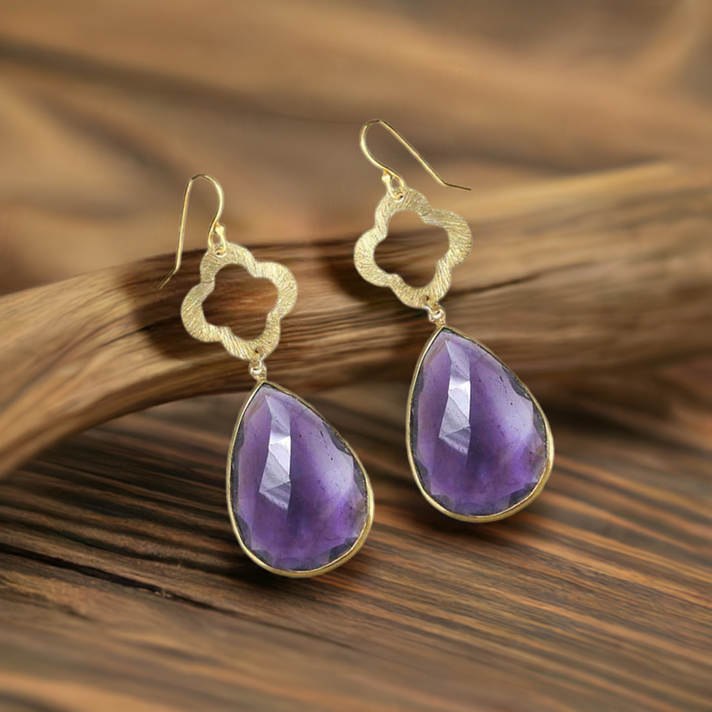 925 Sterling Silver Earrings In Amethyst Gemstone Jewelry 925SE1899