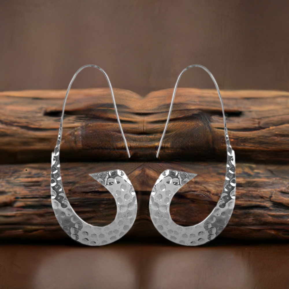 Plain Hammer Fine Silver Earrings Jewelry 925SE190
