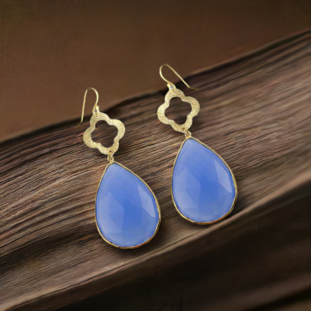 925 Sterling Silver Earrings In Chalcedony Gemstone Jewelry 925SE1900