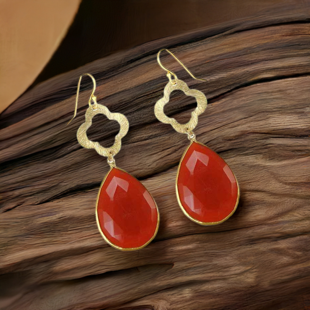 925 Sterling Silver Earrings In Carnelian Gemstone Jewelry 925SE1902