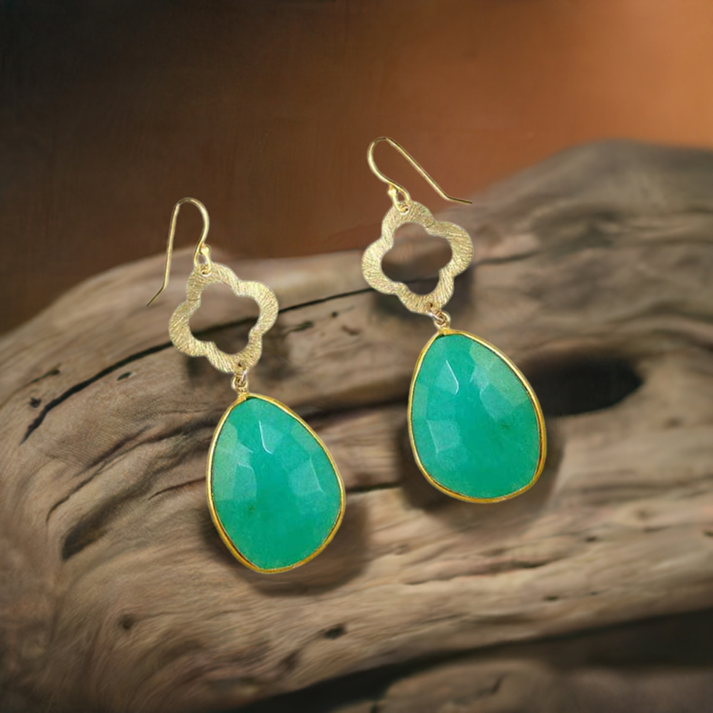 925 Sterling Silver Handmade Earrings In Chrysoprase Gemstone Jewelry 925SE1903