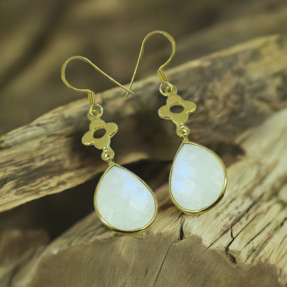 925 Sterling Silver Handmade Earrings In Rainbow Moonstone Jewelry 925SE1906