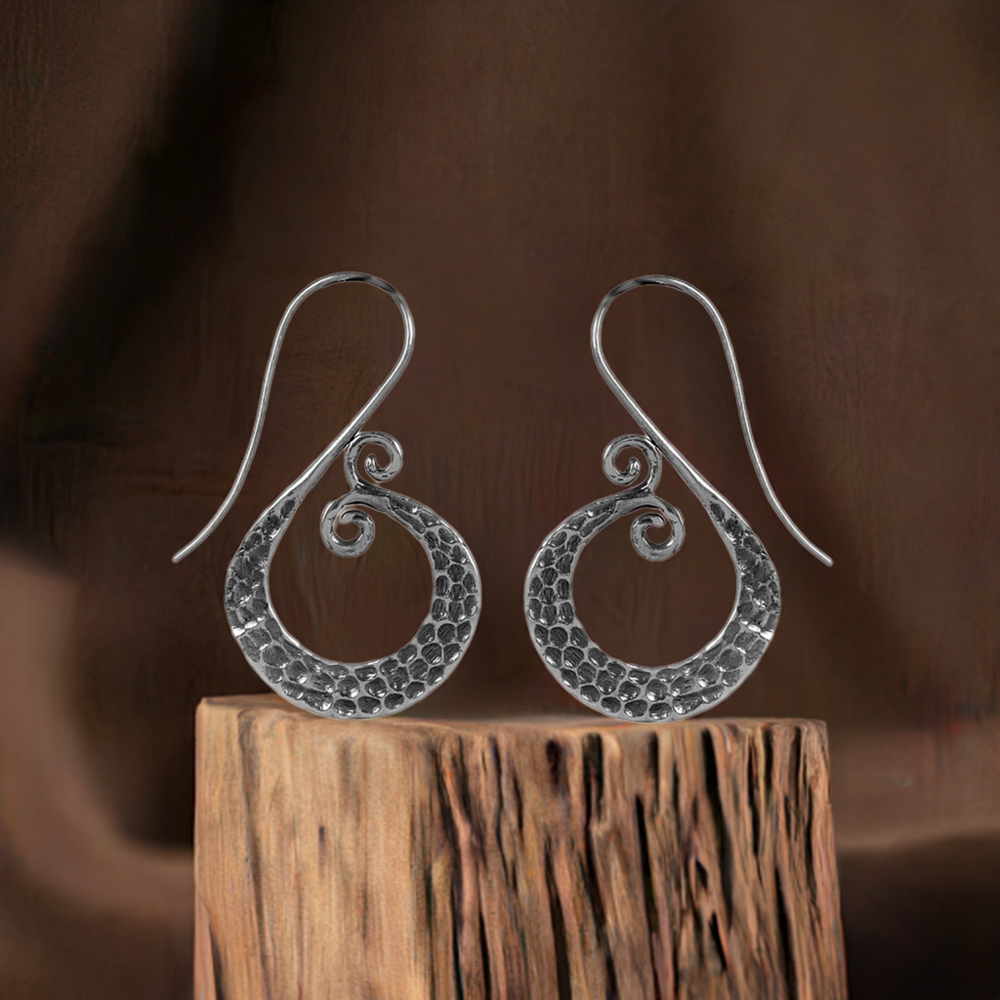 Antique Look Plain Silver Hammer Earring Jewelry 925SE191