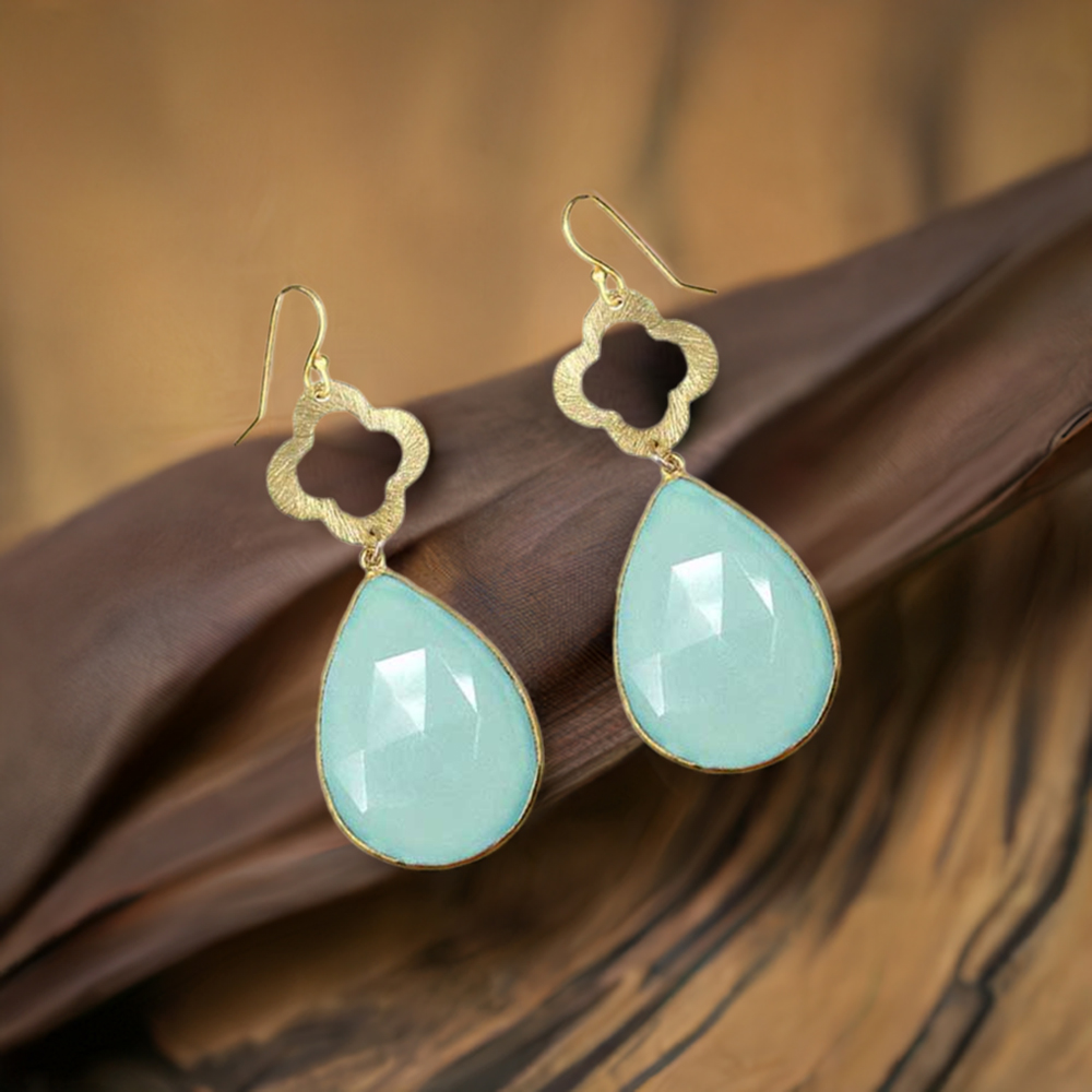 925 Sterling Silver Handmade Earrings In Chalcedony Gemstone Jewelry 925SE1911