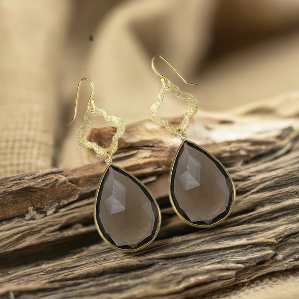925 Sterling Silver Handmade Earrings In Smoky Quartz Gemstone Jewelry 925SE1912