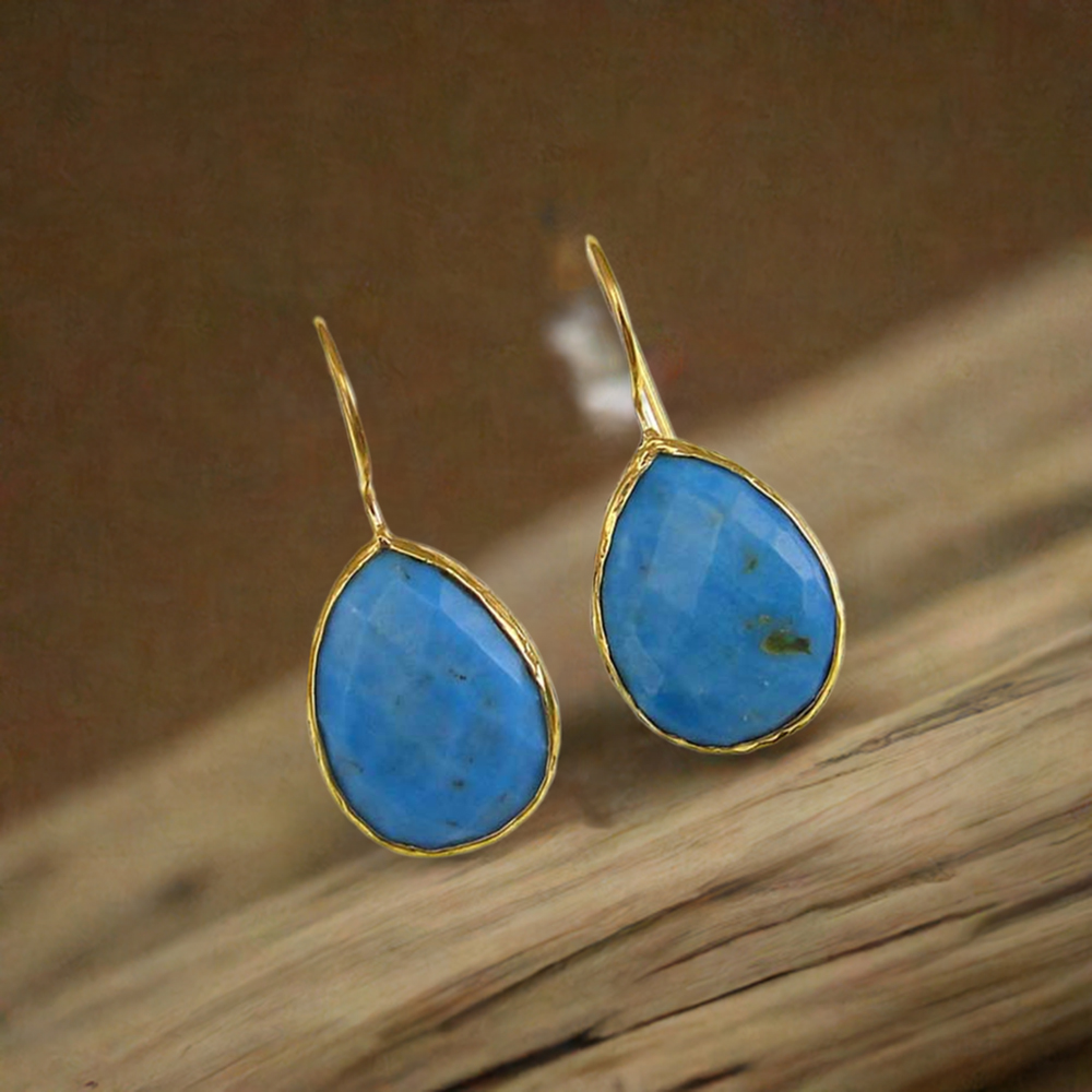 925 Sterling Silver Earrings In Natural Turquoise Gemstone 925SE1913