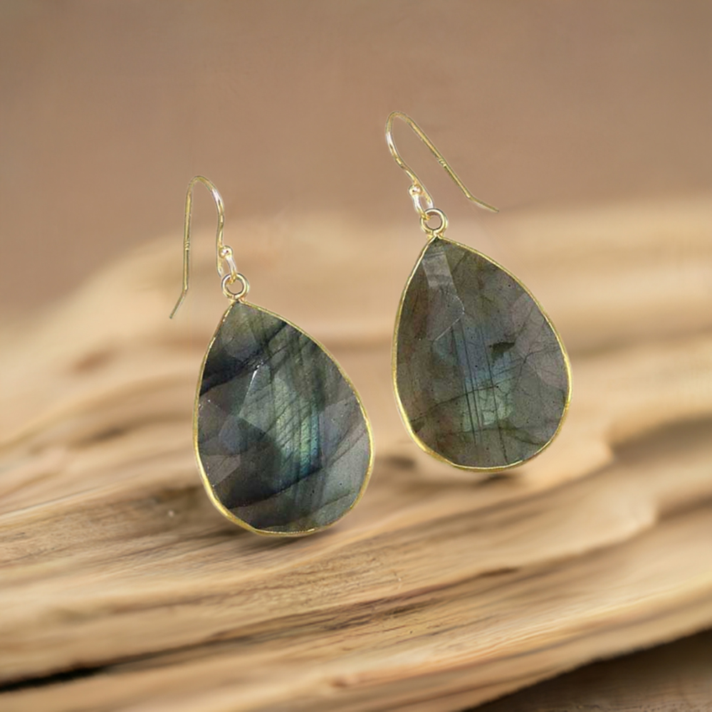 Semi Precious Labradorite Gemstone Earrings In Solid 925 Silver 925SE1926