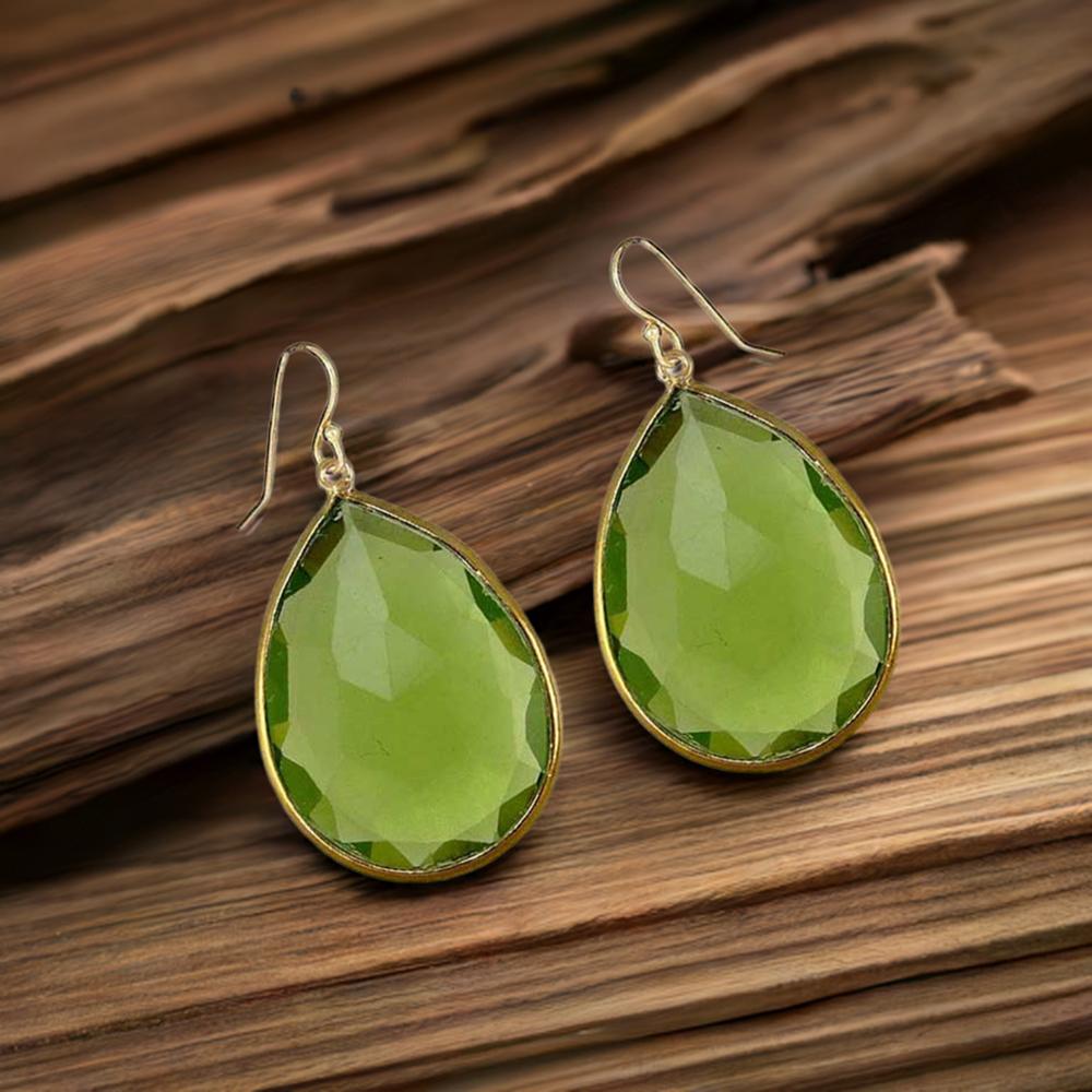 Semi Precious Peridot Gemstone Earrings In Fine 925 Sterling Silver 925SE1929