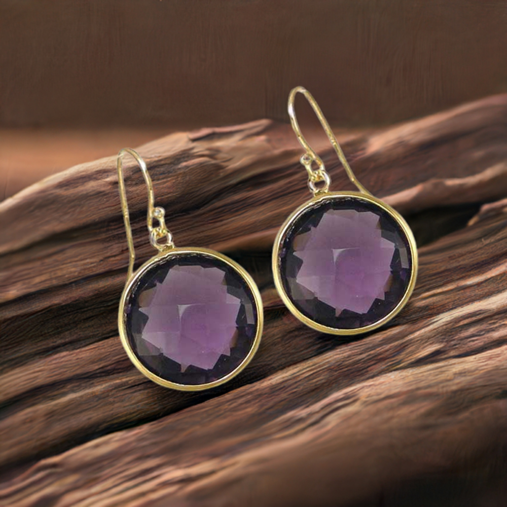 925 Sterling Silver Earrings In Natural Amethyst Gemstone 925SE1940