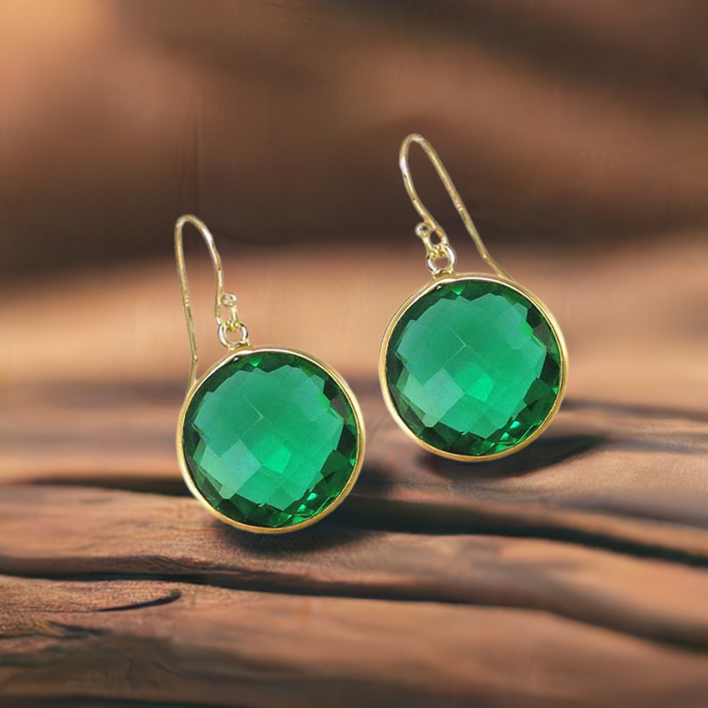 925 Sterling Silver Earrings In Genuine Hydro Green Onyx Gemstone 925SE1945