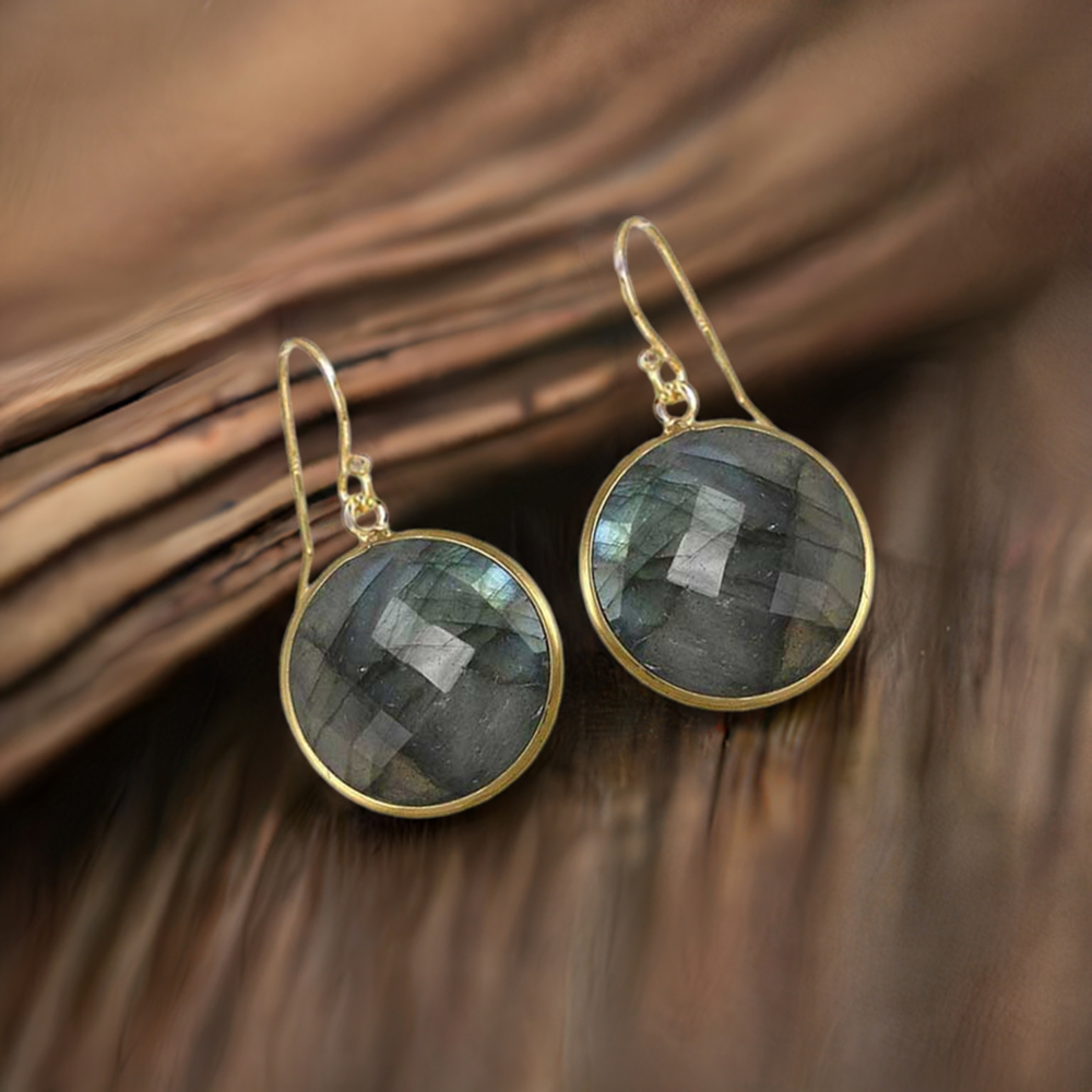 Semi Precious Labradorite Gemstone Earrings In 925 Sterling Silver Jewelry 925SE1947