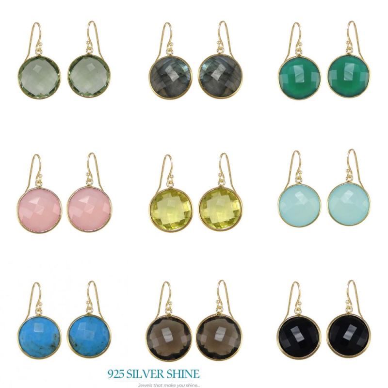 Genuine Chalcedony Gemstone Earrings In 925 Sterling Silver Jewelry 925SE1951_2