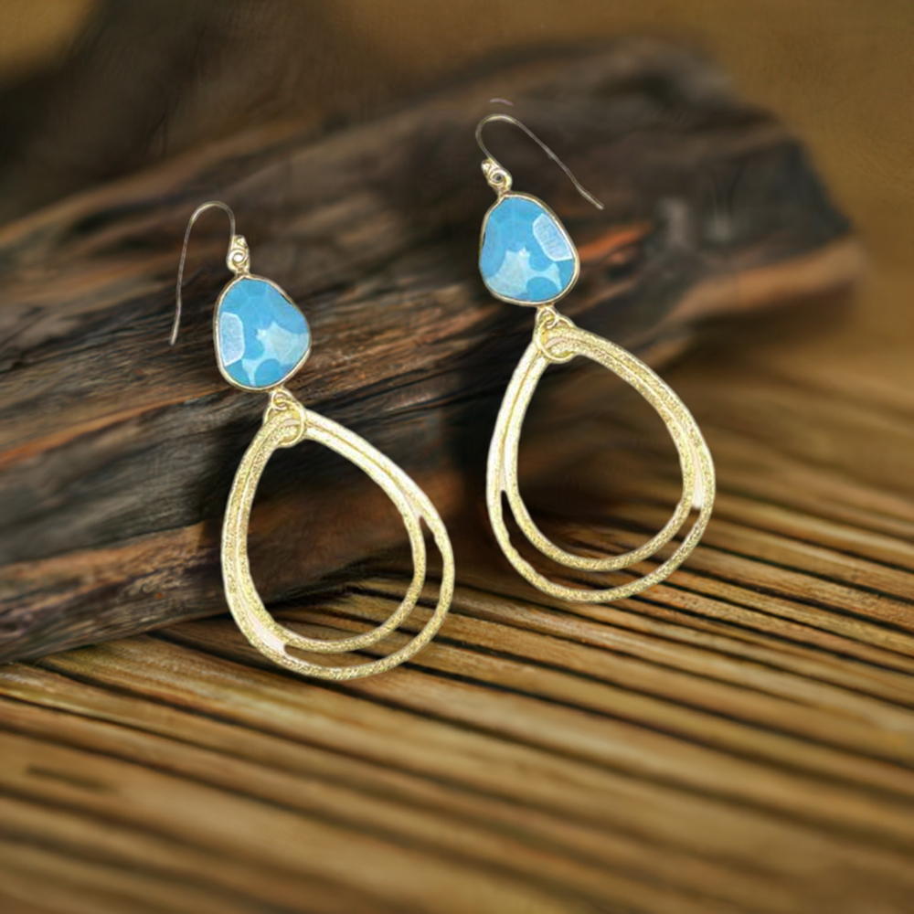 Natural Turquoise Gemstone Earrings In 925 Sterling Silver Jewelry 925SE1952