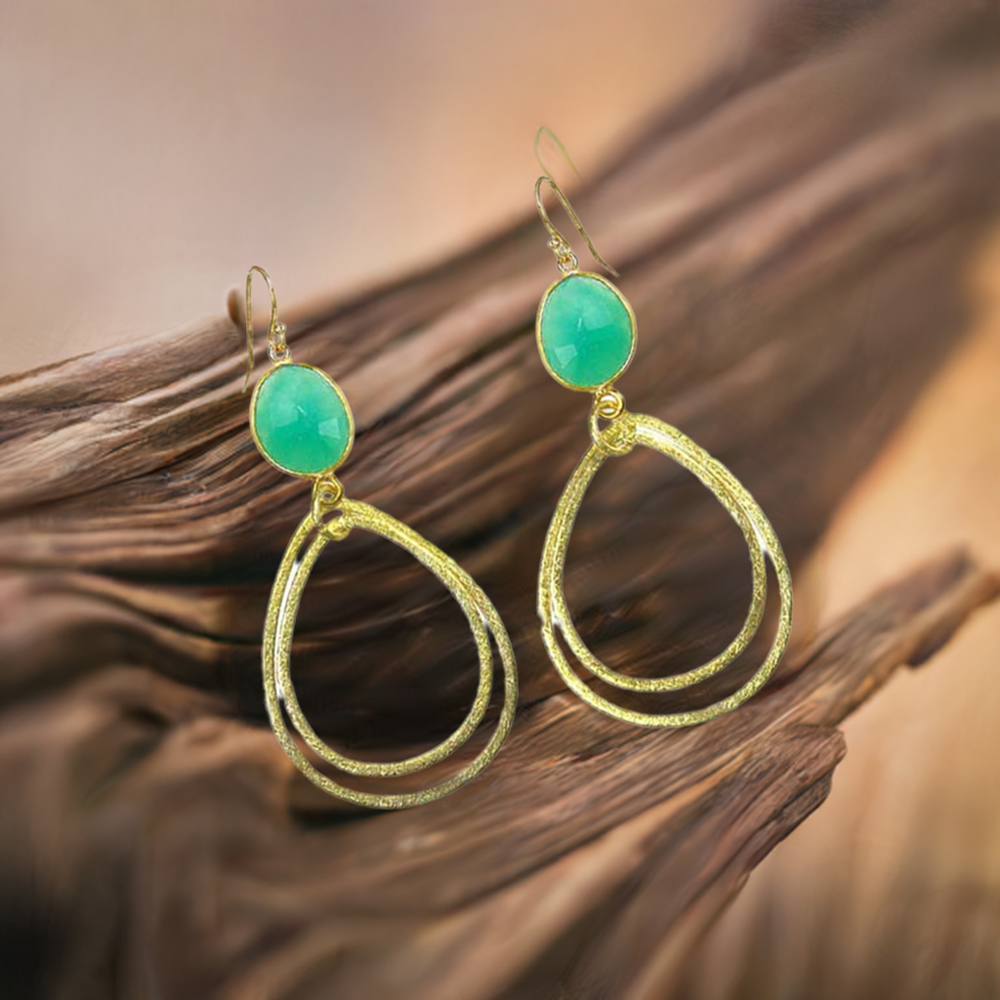 Natural Green Onyx Gemstone Earrings In 925 Sterling Silver Jewelry 925SE1955