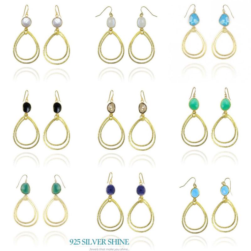 925 Sterling Silver Earrings In Pearl Gemstone Jewelry 925SE1959_1